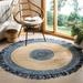 Blue/White 60 x 0.25 in Indoor Area Rug - Bungalow Rose Round Abhay Handmade Flatweave Ivory/Denim Area Rug Cotton/Jute & Sisal | Wayfair