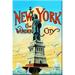 Buyenlarge New York: The Wonder City Vintage Advertisement on Wrapped Canvas in Blue/Red | 30 H x 20 W x 0.5 D in | Wayfair 0-587-22820-2