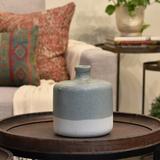 August Grove® Kojadinovic Ceramic Round Table Vase Ceramic in Green/White | 8.25 H x 7 W x 7 D in | Wayfair AGTG7584 45143310