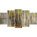 Design Art ' Fall Forest w/ Thick Trees' 5 Piece Photographic Print on Set 32.0 H x 60.0 W x 1.0 D in brown/whiteCanvas in Green | Wayfair