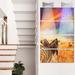 Design Art 'Zebras in Bush Under Colorful Sky' 4 Piece Photographic Print on Metal Set Canvas in Yellow | 48 H x 28 W x 1 D in | Wayfair