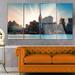 Design Art 'Manhattan Skyline at Bright Sunset' 4 Piece Photographic Print on Metal Set Canvas in Blue | 28 H x 48 W x 1 D in | Wayfair MT14357-271