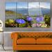 Design Art 'Stunning Mountain Terrain w/ Flowers' 4 Piece Photographic Print on Metal Set Canvas in Blue | 28 H x 48 W x 1 D in | Wayfair