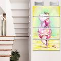 Design Art 'Cute Hippo Goes Swimming' 4 Piece Graphic Art on Metal Set Canvas in Yellow | 48 H x 28 W x 1 D in | Wayfair MT13319-271V