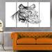 Design Art 'Freehand Horse Head Pencil Drawing' 4 Piece Graphic Art on Metal Set Canvas in White | 28 H x 48 W x 1 D in | Wayfair MT14928-271