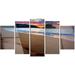 Design Art 'Trodden Sand on Ocean Beach' 5 Piece Photographic Print on Metal Set 32.0 H x 60.0 W x 1.0 D in Canvas in Brown | 32" H x 60" W | Wayfair