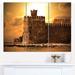 Design Art 'Old Castle at Sunset' Graphic Art Print Multi-Piece Image on Canvas in Brown/Yellow | 28 H x 36 W x 1 D in | Wayfair PT15193-3P