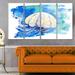 Design Art 'Jellyfish Watercolor Painting' 4 Piece Graphic Art on Metal Set Canvas in Indigo | 28 H x 48 W x 1 D in | Wayfair MT13307-271