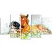 Design Art 'Relaxing Cute Horse' 5 Piece Painting Print on Metal Set 32.0 H x 60.0 W x 1.0 D in Canvas in Brown | 32" H X 60" W | Wayfair