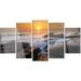 Design Art 'Sunset Over Rocky Seashore' 5 Piece Photographic Print on Metal Set Canvas in White | 32 H x 60 W x 1 D in | Wayfair MT13056-373