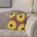 August Grove® Cherokee Sunflower Power Floral Outdoor Square Pillow Cover & Insert Polyester/Polyfill blend in Indigo | 16 H x 16 W x 6 D in | Wayfair