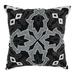 Blazing Needles Symmetrical Floral Cotton Throw Pillow Polyester/Polyfill/Cotton in Black | 20 H x 20 W x 7 D in | Wayfair IN-20523-20-BK-SV