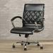 Brayden Studio® Camp Mabry Mid-Back Designer LeatherSoft Executive Swivel Office Chair w/Chrome Base & Arms Upholstered/Metal in Gray | Wayfair