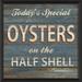 The Artwork Factory Oysters on the Half Shell Beach Sign Framed Textual Art Wood in Black/Blue/Brown | 18.13 H x 18.13 W x 1.13 D in | Wayfair
