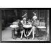 Buy Art For Less 'Vintage Jeunes Femmes (Girls at Cafe) Poster' Framed Photographic Print Paper in Black/Gray | 26.5 H x 38.5 W x 1 D in | Wayfair