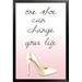 Buy Art For Less 'One Shoe Can Change Your Life Quote & Sparkly Heel Poster' by Claudia Schöen Framed Graphic Art Paper in White | Wayfair