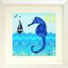 Buy Art For Less Coastal Nautical Sailboat Sea Life 'Wave Seahorse' by Jill Meyer Framed Graphic Art Print Paper in Blue/Green/Yellow | Wayfair