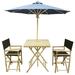 Bay Isle Home™ Sinta Bamboo 3 Piece Bistro Set w/ Umbrella in White/Black | 29.5 H x 31.5 W x 31.5 D in | Outdoor Furniture | Wayfair