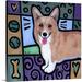 Harriet Bee 'Pembroke Welsh Corgi Pop Art' by Diethild Painting Print on Canvas in Blue/Brown/Indigo | 20 H x 20 W x 1.25 D in | Wayfair