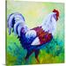 August Grove® Draisey Full of Himself Rooster' by Marion Rose Painting Print on Canvas in Blue/Brown/White | 20 H x 20 W x 1.25 D in | Wayfair