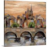 Winston Porter 'Sunset in Paris II' by Anieyah Painting Print on Canvas Canvas, Polyester in Green/Orange/Red | 16 H x 16 W x 1.25 D in | Wayfair