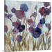 Winston Porter 'Abstracted Florals In Purple' by Anieyah Painting Print on Canvas in Blue/Green/Indigo | 16 H x 16 W x 1.25 D in | Wayfair