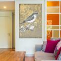 Charlton Home® Winter Birds Series: Bluebird III Painting Print on Wrapped Canvas in Brown/Green/White | 26 H x 18 W x 1.5 D in | Wayfair