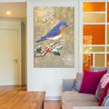 Charlton Home® Winter Birds Series: Bluebird II Painting Print on Wrapped Canvas in Brown/Green/White | 12 H x 8 W x 0.75 D in | Wayfair