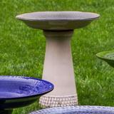 Campania International Tattersall Glazed Birdbath Ceramic in White/Brown | 22.25 H x 19.75 W x 19.75 D in | Wayfair 6809-5701