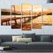 Design Art 'Sunset Over Brown Sea' 5 Piece Wall Art on Wrapped Canvas Set Canvas in Brown/Orange | 32 H x 60 W x 1 D in | Wayfair PT8637-373