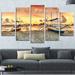 Design Art 'Boats at Sunset' 5 Piece Photographic Print on Wrapped Canvas Set Canvas in Yellow | 32 H x 60 W x 1 D in | Wayfair PT9203-373
