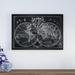 Darby Home Co 'Monde Map' Wood Framed Oil Painting Print on Wrapped Canvas in Black | 27 H x 39 W x 2 D in | Wayfair DBHM2214 40833404