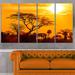 Design Art ' Glow of African Sunset' 4 Piece Graphic Art on Wrapped Canvas Set Canvas in Orange | 28 H x 48 W x 1 D in | Wayfair PT10884-271