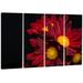 Design Art Velvet Chrysanthemum Flowers - Floral 4 Piece Photographic Print on Wrapped Canvas Set Canvas in Red | 28 H x 48 W x 1 D in | Wayfair