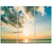 Design Art Clouds Together Over Blue Seashore - 3 Piece Photographic Print on Wrapped Canvas Set Canvas in Orange | 28 H x 36 W x 1 D in | Wayfair