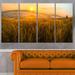 Design Art 'Tuscany Wheat Field at Sunrise' 4 Piece Wrapped Canvas Photographic Print Set on Canvas in Orange | 28 H x 48 W x 1 D in | Wayfair