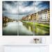 Design Art Arno River under Dramatic Sky - 3 Piece Graphic Art on Wrapped Canvas Set Canvas in Blue | 28 H x 36 W x 1 D in | Wayfair PT10050-3P