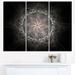 Design Art Rounded Silver Glowing Fractal Flower - 3 Piece Graphic Art on Wrapped Canvas Set Canvas | 28 H x 36 W x 1 D in | Wayfair PT11954-3P