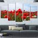 Design Art ' Poppies under Bright Blue Sky' 5 Piece Photographic Print on Wrapped Canvas Set Canvas in Red | 32 H x 60 W x 1 D in | Wayfair