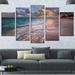 Design Art 'Palm Trees on Clear Sandy Beach' 5 Piece Photographic Print on Wrapped Canvas Set Canvas in Brown | 32 H x 60 W x 1 D in | Wayfair