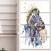 Design Art 'Zebra Family Illustration Watercolor' 4 Piece Painting Print on Wrapped Canvas Set Canvas in Blue | 48 H x 28 W x 1 D in | Wayfair