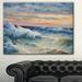 East Urban Home 'Waves During Storm' Oil Painting Print on Canvas Metal in Blue/Orange | 30 H x 40 W x 1 D in | Wayfair EAAE8332 39321074