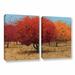 Darby Home Co Orange Trees II 2 Piece Painting Print on Wrapped Canvas Set Metal in Blue/Orange/Red | 32 H x 48 W x 2 D in | Wayfair