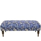 Darby Home Co Lindsay Tufted Linen Bench Solid + Manufactured Wood/Wood/Upholstered/Cotton in Blue/Brown | 18 H x 50 W x 20 D in | Wayfair