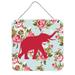 Bungalow Rose 'Elephant Shabby Elegance Roses' Graphic Art Plaque Metal in Green/Pink/Red | 6 H x 6 W x 0.02 D in | Wayfair EAAS5383 40000865