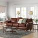 Darby Home Co Battista 95" Genuine Leather Round Arm Sofa Genuine Leather in Brown | 40 H x 95 W x 36 D in | Wayfair