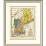 East Urban Home 'Map of the New England or Eastern States, 1839' Framed Print Paper in Gray/Pink/Yellow | 30 H x 26 W x 1.5 D in | Wayfair