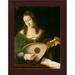 East Urban Home 'Lady Playing a Lute' Framed Oil Painting Print Paper in Black/Green | 14 H x 10.82 W x 1 D in | Wayfair EASN6997 39516374