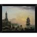 East Urban Home 'A Calm at a Mediterranean Port' Framed Graphic Art Print Paper in Blue/Gray/Green | 9 H x 12 W x 1 D in | Wayfair