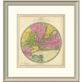 East Urban Home 'Map of the Country Twenty Five Miles Round the City of New York, 1840' Framed Print Paper in Green/Pink | Wayfair